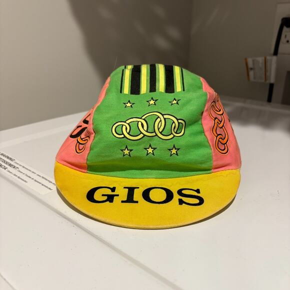 Vintage Gios Cycling Hat Cap Bicycle Race Bike Chain Link Design Made In USA - Picture 1 of 8